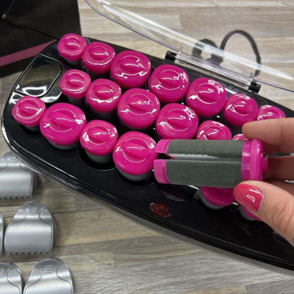 Conair Hot Clips 20 Curlers Flocked Velvet Hair Pink Set Barely Used - JL365 - Picture 3 of 4